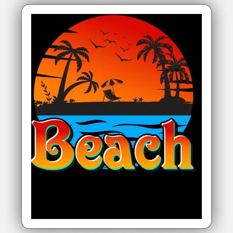 Beach mit Palmen - Sticker Größe S (10 x 10 cm) - Mattweiß