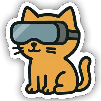VR Chat: The Immersive Cat Adventure - Sticker size S (10 x 10 cm) - white matte - Front