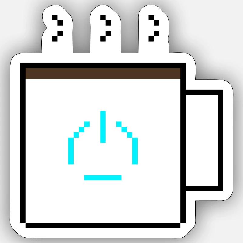Power-Up Coffee : Conception rétro de pixel art pour le jeu Sticker taille S (10 x 10 cm)
