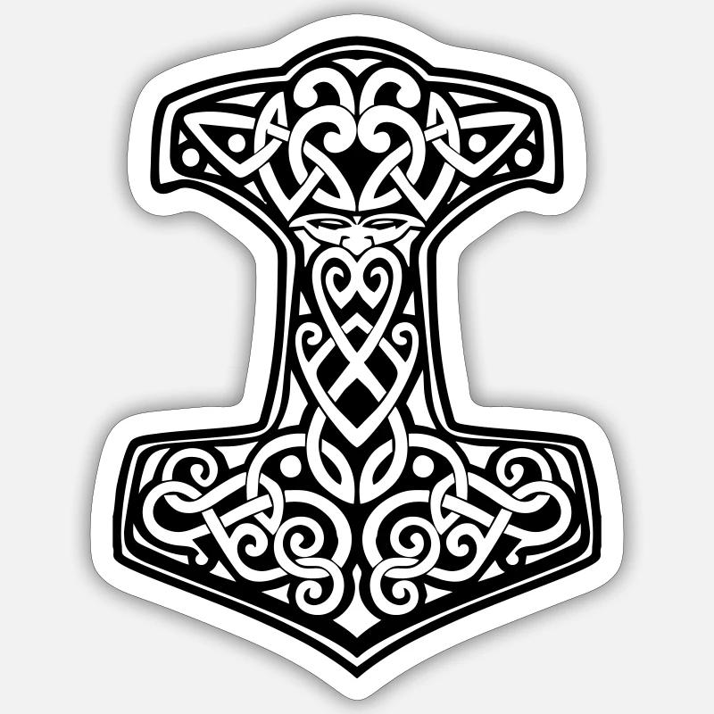 Mjoelnir 02 - Thorshammer - Sticker Größe S (10 x 10 cm) - Mattweiß