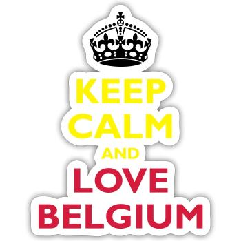 Keep Calm & Love Belgium - Sticker taille S (10 x 10 cm) - blanc mat - Devant