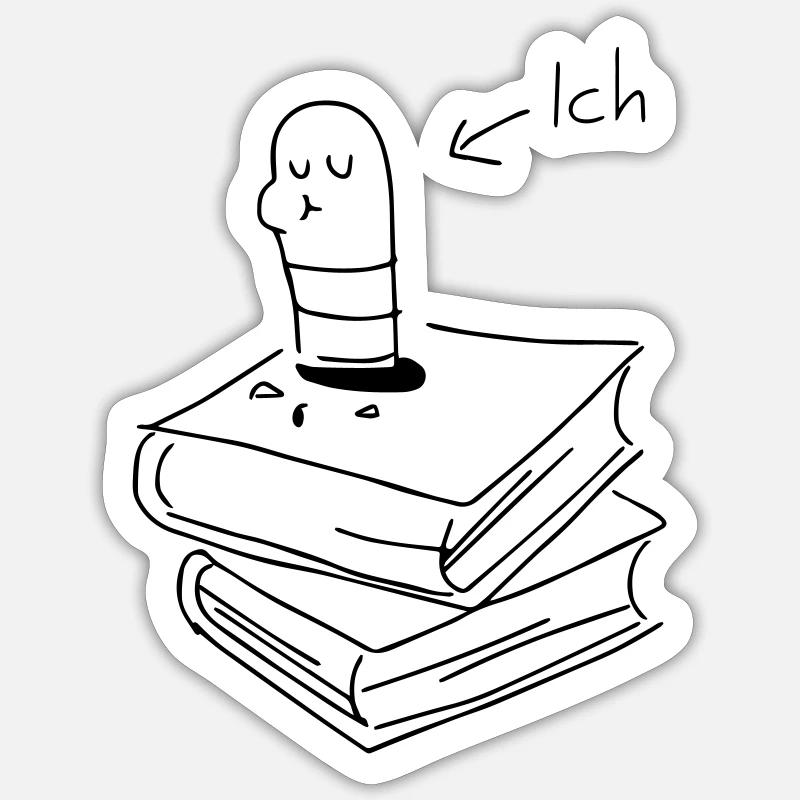 Bücherwurm Sticker Größe S (10 x 10 cm)
