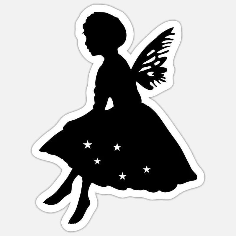 la petite fée avec des ailes - Sticker taille S (10 x 10 cm) - blanc mat