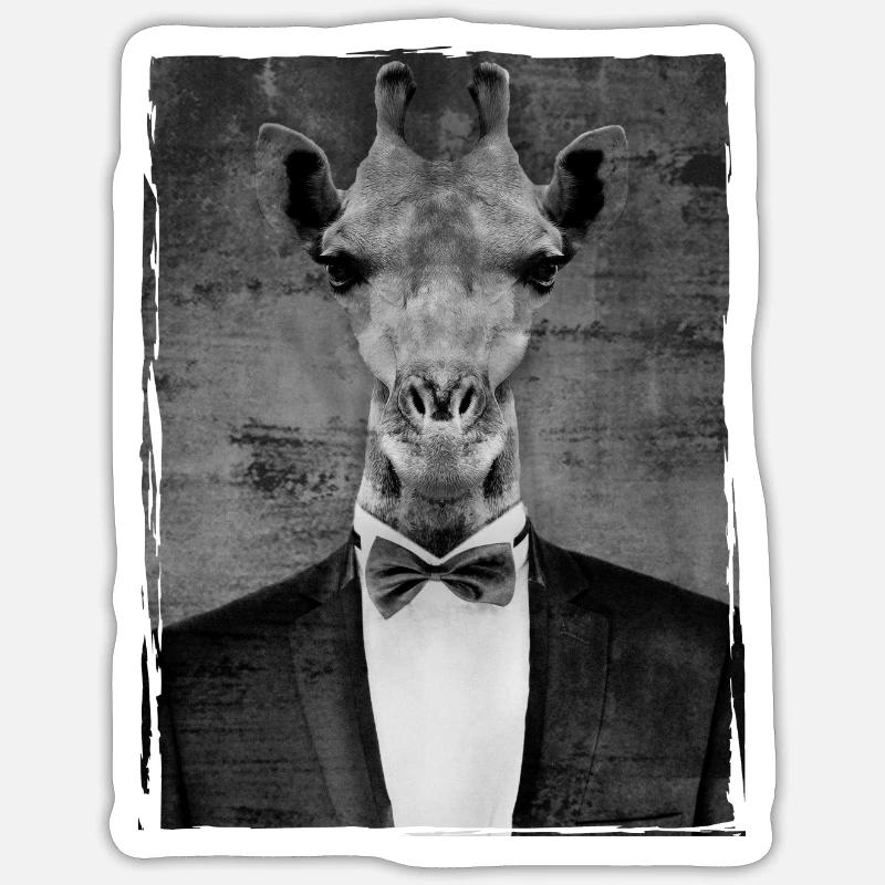Girafe smoking - Sticker taille S (10 x 10 cm) - blanc mat