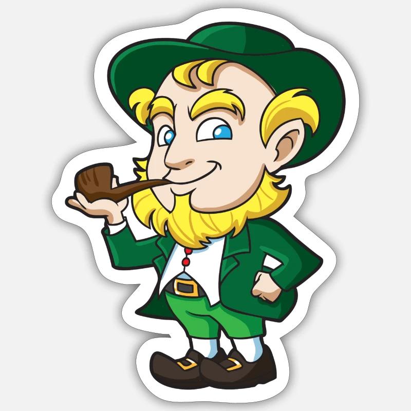 Leprechaun Pipe Charm - Sticker size S (10 x 10 cm) - white matte