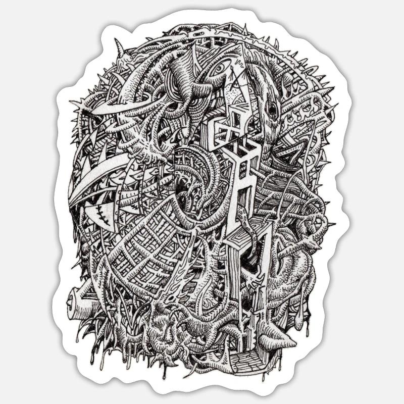 Weirdhead par Brian Benson - Sticker taille S (10 x 10 cm) - blanc mat