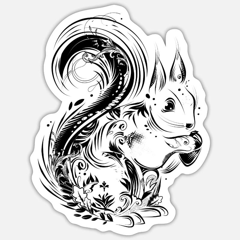 Eichhörnchen mit Eichel in den Pfoten - Sticker Größe S (10 x 10 cm) - Mattweiß