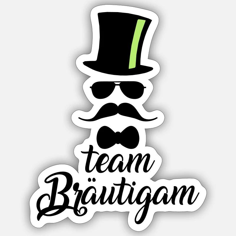 JGA Team Bräutigam Junggesellenabschied - Sticker Größe S (10 x 10 cm) - Mattweiß