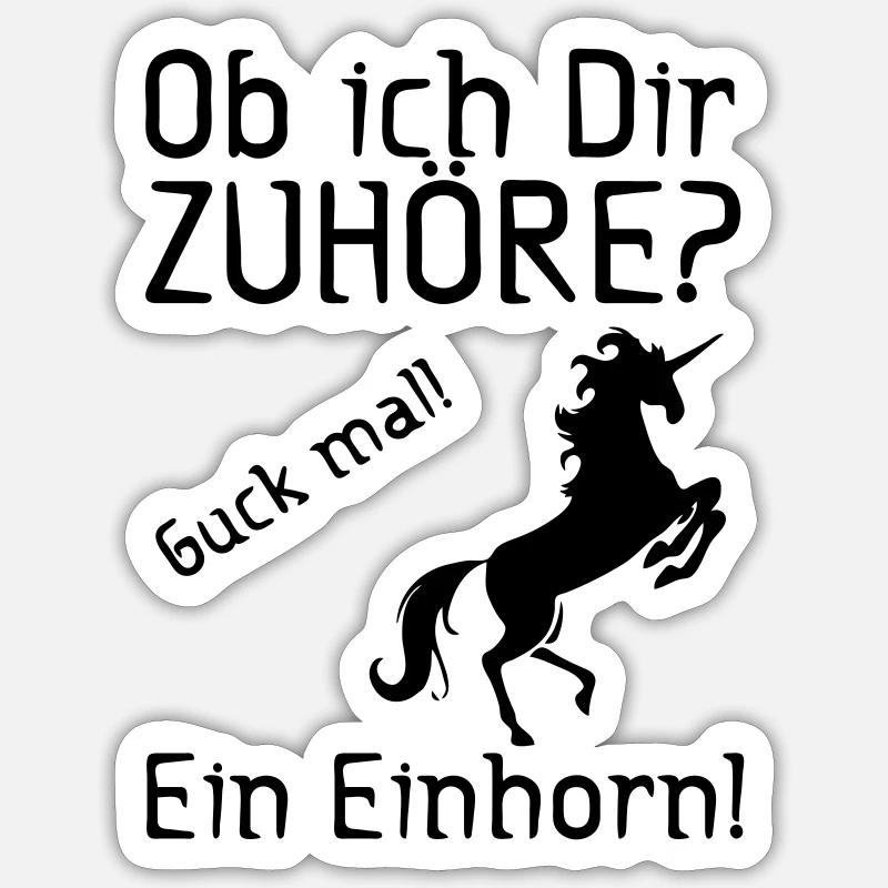 Guck mal! Ein Einhorn! Geschenk - Sticker Größe S (10 x 10 cm) - Mattweiß