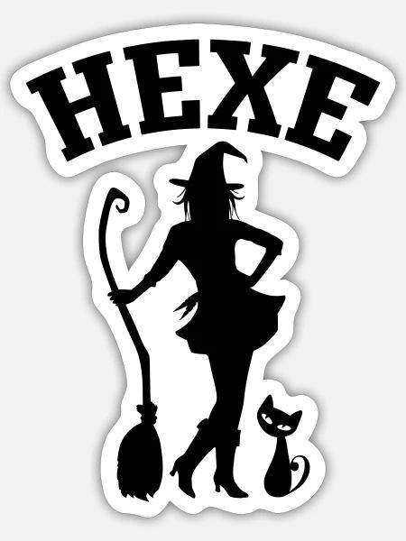 Hexe mit Katze CatRina - Sticker Größe S (10 x 10 cm) - Mattweiß