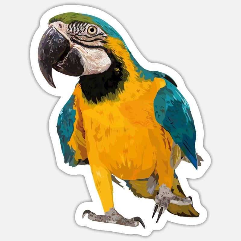 Ara ararauna - Sticker taille S (10 x 10 cm) - blanc mat