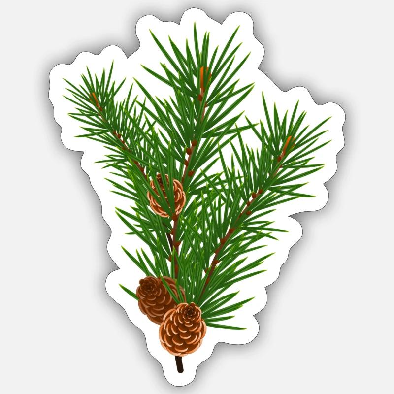 branche de pin - Sticker taille S (10 x 10 cm) - blanc mat