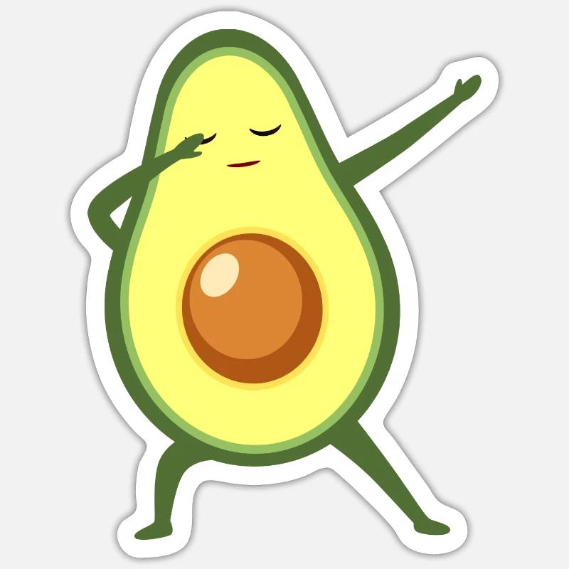 Avocado Dab Dance - Sticker taille S (10 x 10 cm) - blanc mat
