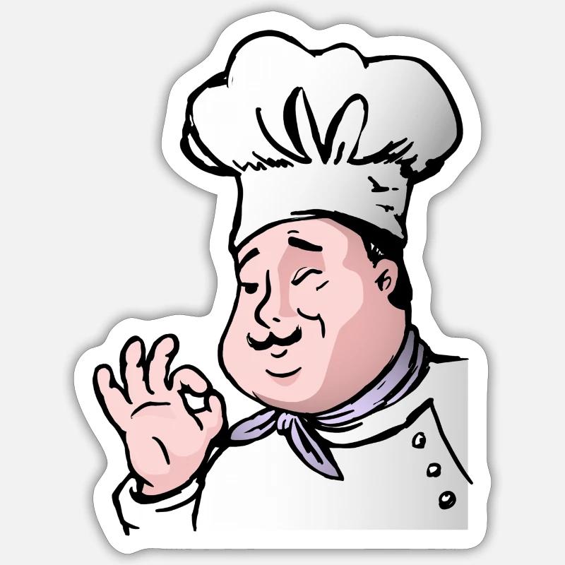 Chef cuisinier - Sticker taille S (10 x 10 cm) - blanc mat