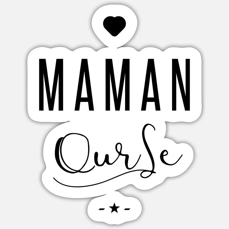 maman ourse - Sticker taille S (10 x 10 cm) - blanc mat