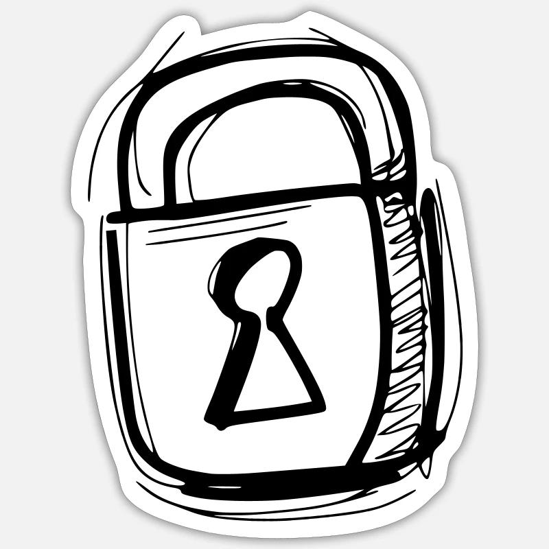 Schloss - Vorhängeschloss - Sticker Größe S (10 x 10 cm) - Mattweiß