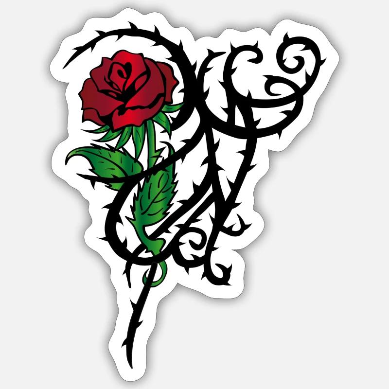 Tattoo Rose - Sticker Größe S (10 x 10 cm) - Mattweiß