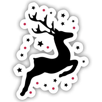 springendes Rentier - Sticker Größe S (10 x 10 cm) - Mattweiß - Vorne