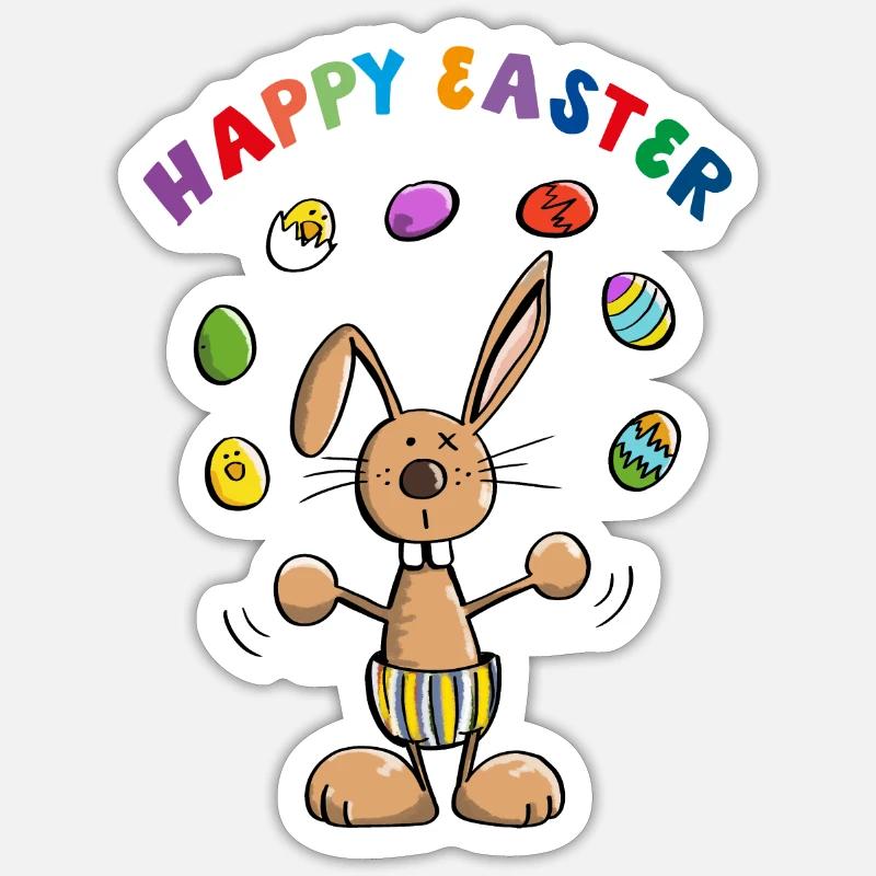 Happy Easter Osterhase - Bunny - Sticker Größe S (10 x 10 cm) - Mattweiß