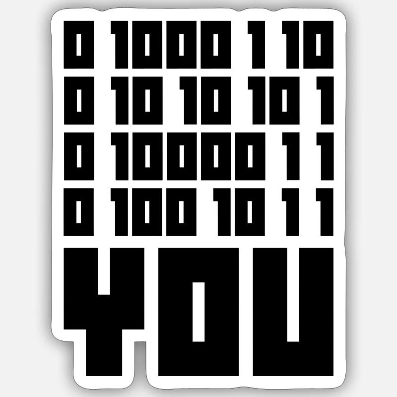 Binärcode F**k YOU – Geek Code & Nerd Humor - Sticker Größe S (10 x 10 cm) - Mattweiß