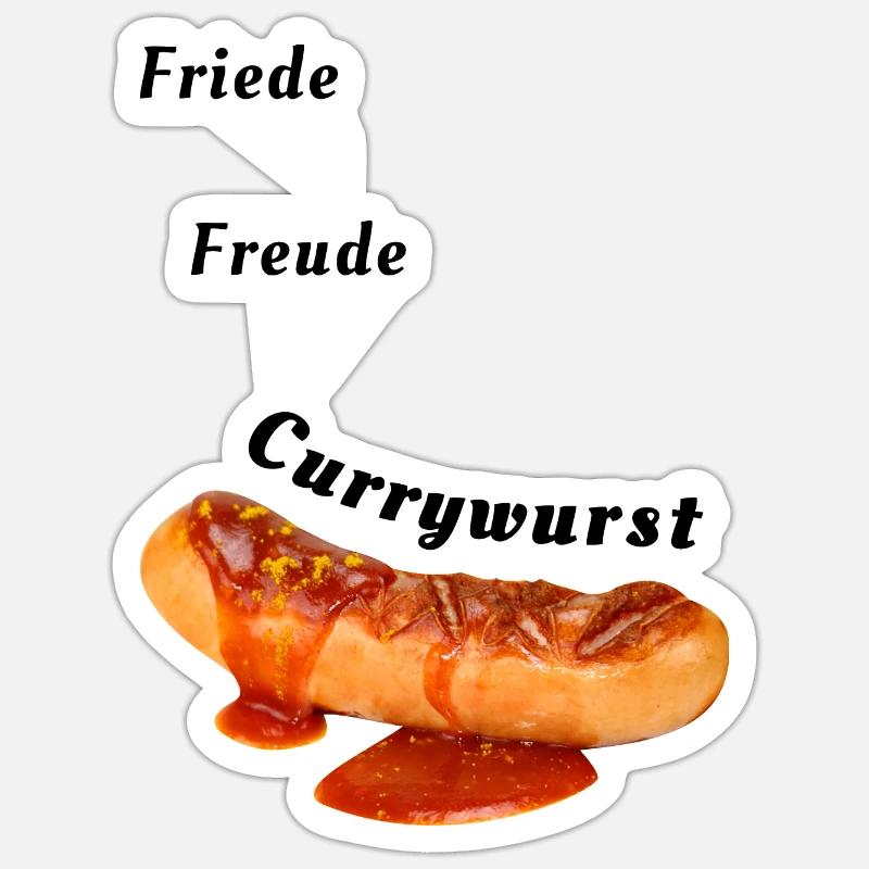 Friede Freude Currywurst | BBQ, Grillen, Fleisch Sticker Größe S (10 x 10 cm)