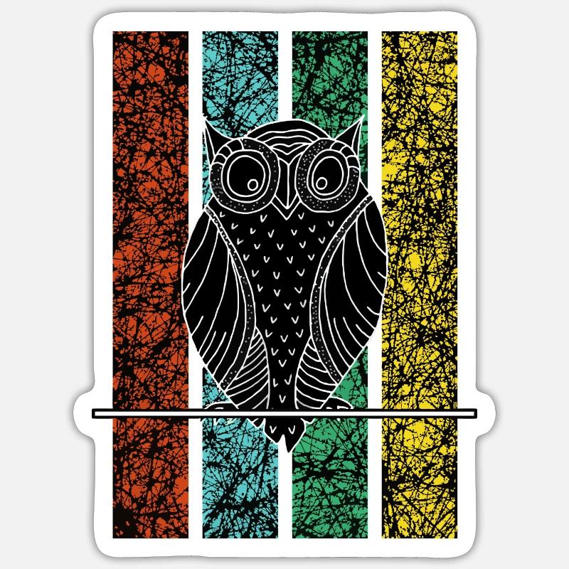 Owl wise head - Sticker size S (10 x 10 cm) - white matte