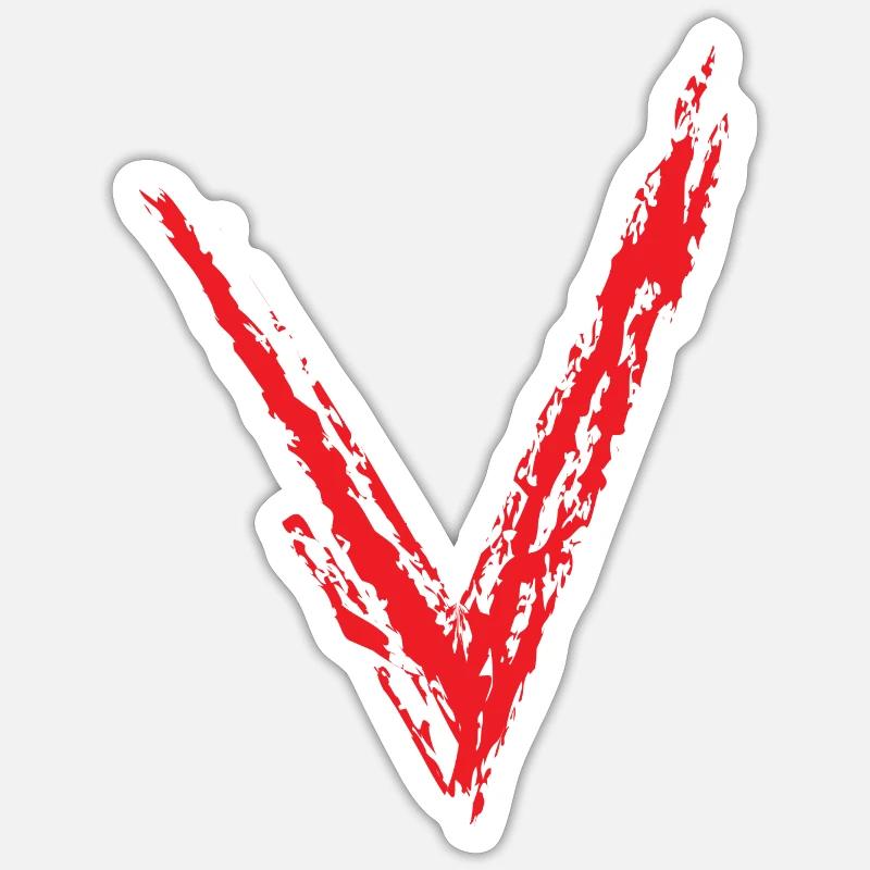V - Sticker size S (10 x 10 cm) - white matte