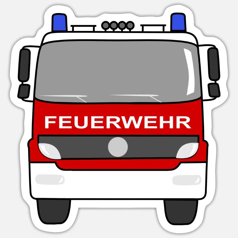 Fire Engine - Sticker taille S (10 x 10 cm) - blanc mat
