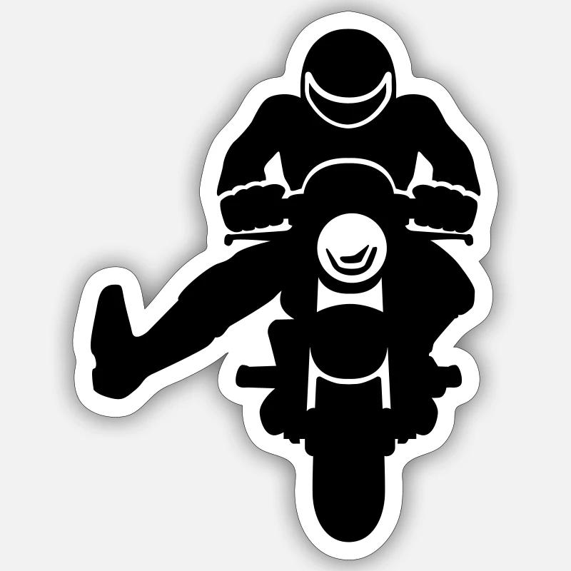 Motorradfahrer - Sticker Größe S (10 x 10 cm) - Mattweiß