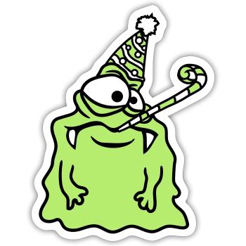 anniversaire seul solitaire triste pas de cadeaux - Sticker taille S (10 x 10 cm) - blanc mat - Devant