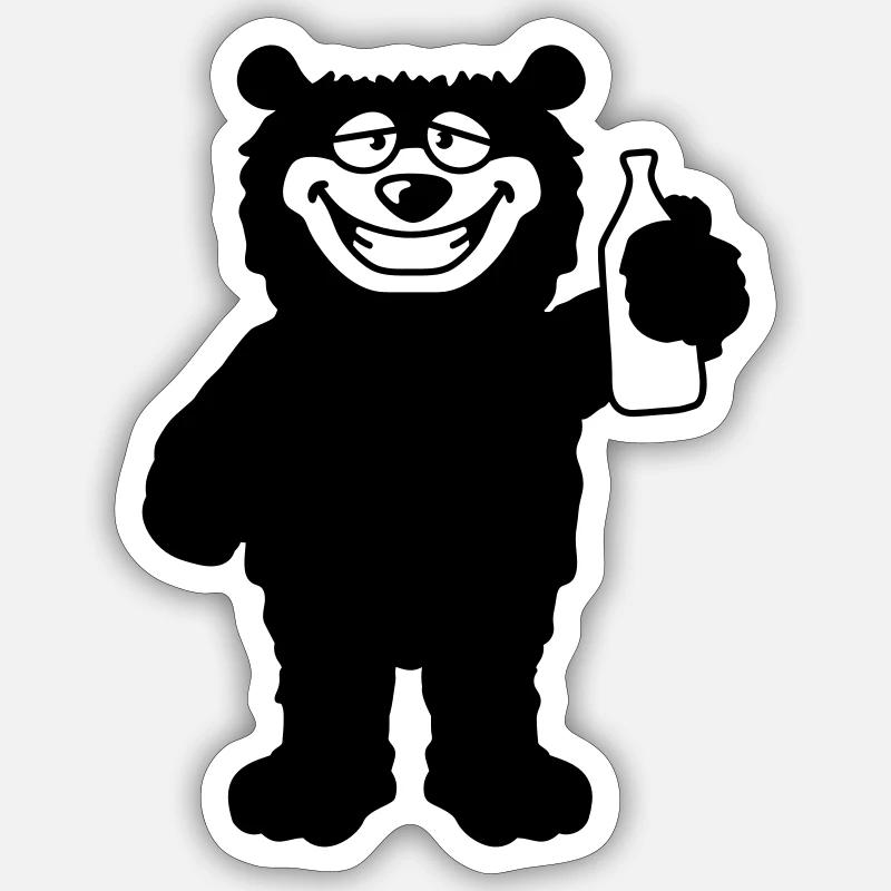 drunk_bear - Sticker size S (10 x 10 cm) - white matte