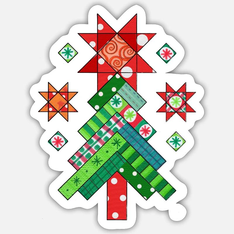 Christmas Tree Quilt Patchwork Ugly Christmas Sticker size S (10 x 10 cm)