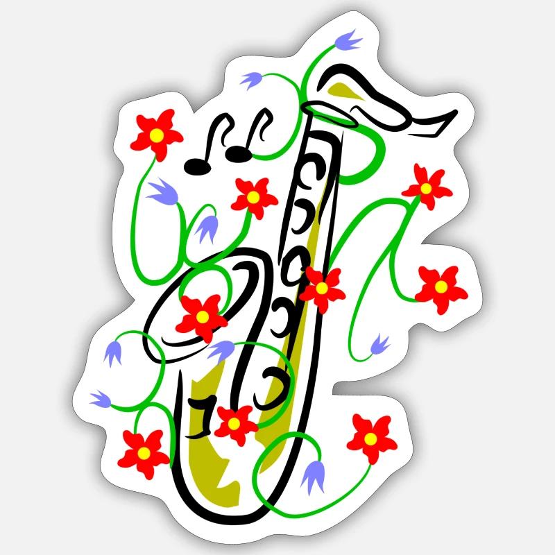 Conception du saxophone - Sticker taille S (10 x 10 cm) - blanc mat