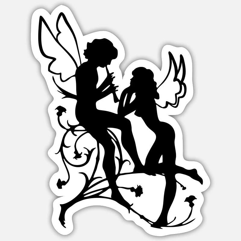 Engel, Fee, Elfe, Scherenschnitt Liebe Schutzengel Sticker Größe S (10 x 10 cm)