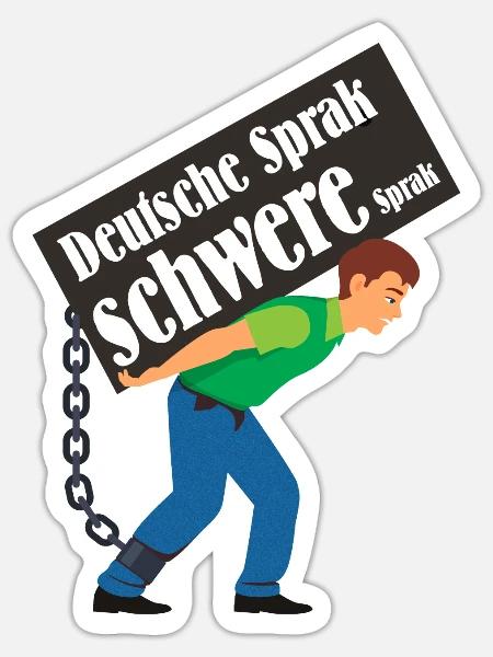 Bended man - gebückter Mann trägt Spruch - Sticker Größe S (10 x 10 cm) - Mattweiß