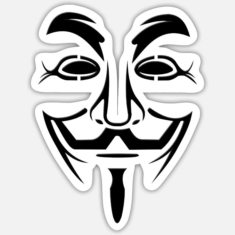 Anonymous Maske - Sticker Größe S (10 x 10 cm) - Mattweiß