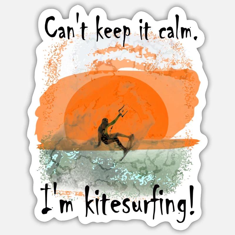 Kite surf - Sticker taille S (10 x 10 cm) - blanc mat