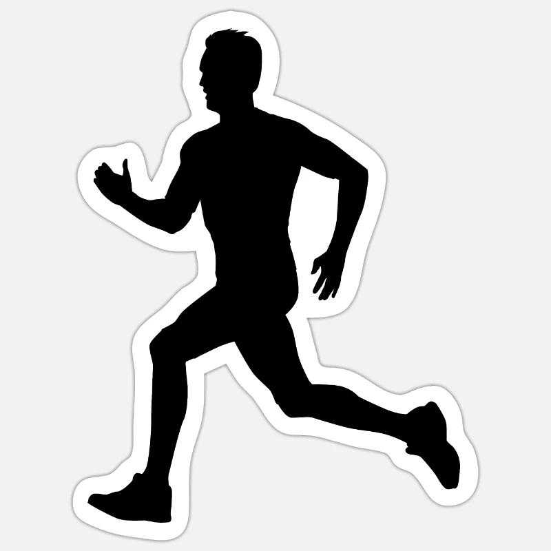 Coureur, jogging, silhouette - Sticker taille S (10 x 10 cm) - blanc mat