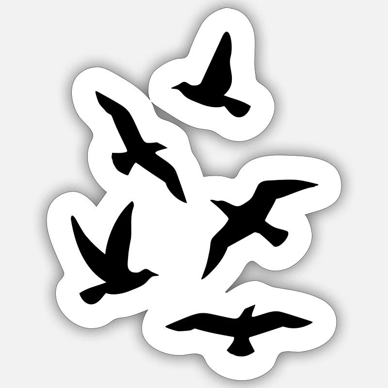 Vögel - Sticker Größe S (10 x 10 cm) - Mattweiß