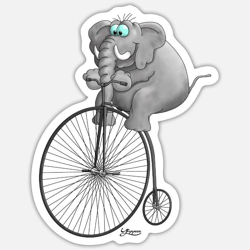 Eléphant drôle - Sticker taille S (10 x 10 cm) - blanc mat