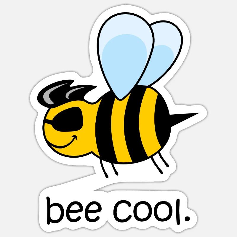 bee cool, cool bee, funny bee, be cool Sticker size S (10 x 10 cm)