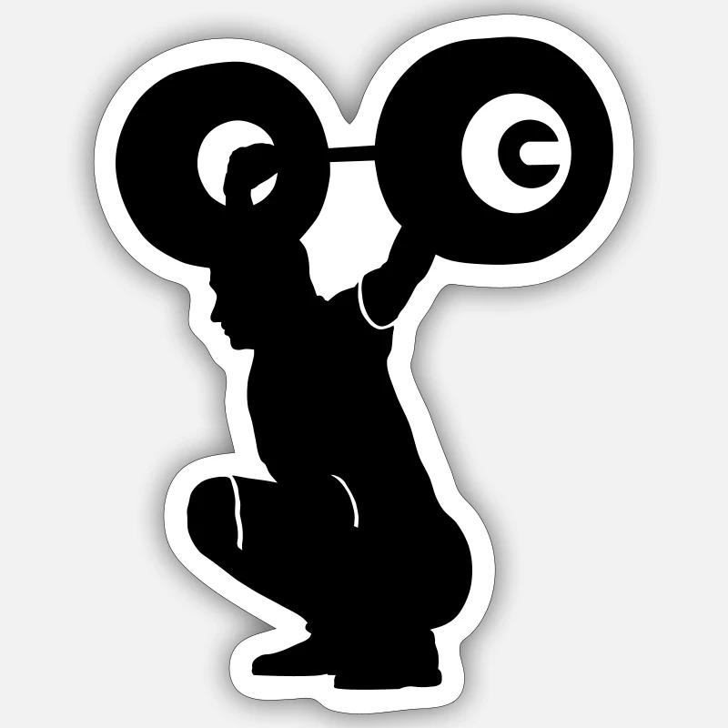 haltérophile - Sticker taille S (10 x 10 cm) - blanc mat