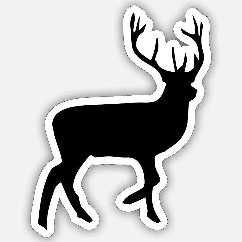 Cerf - Sticker taille S (10 x 10 cm) - blanc mat