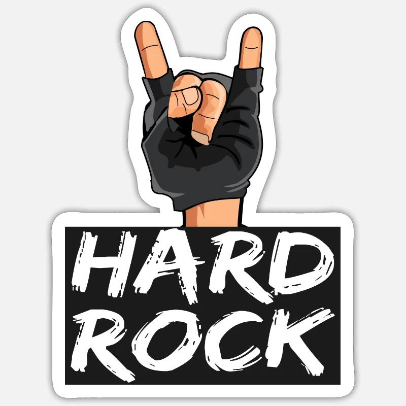 frites fourchette métal main hard rock - Sticker taille S (10 x 10 cm) - blanc mat