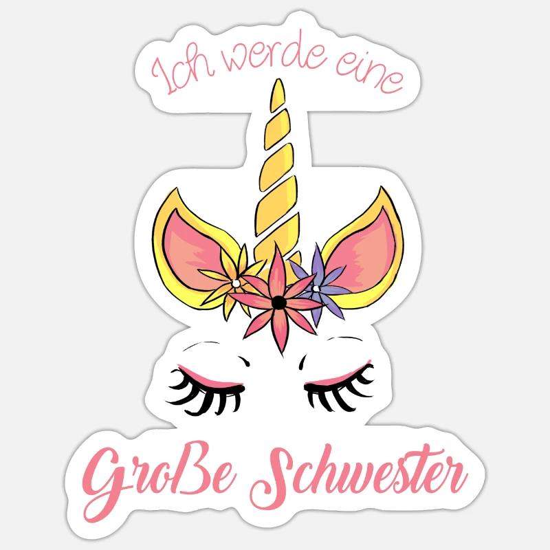 Süßes Einhorn - Ich werde große Schwester Sticker Größe S (10 x 10 cm)