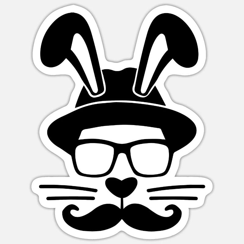 Hipster Easter Joyeuses Pâques Lapin lapin - Sticker taille S (10 x 10 cm) - blanc mat