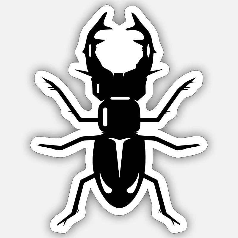 A stag beetle - Sticker size S (10 x 10 cm) - white matte