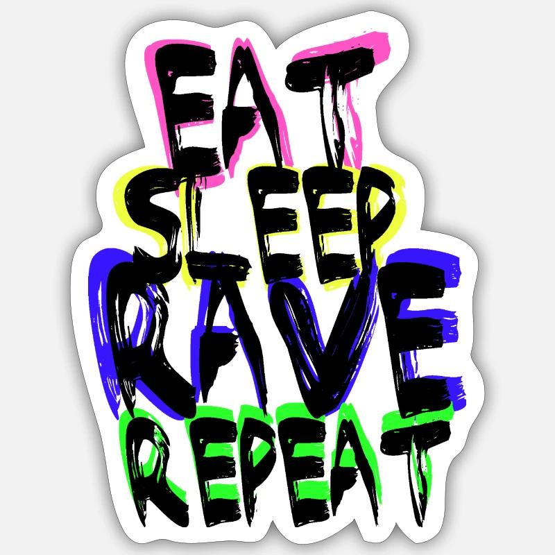 Rave Repeat - Sticker taille S (10 x 10 cm) - blanc mat