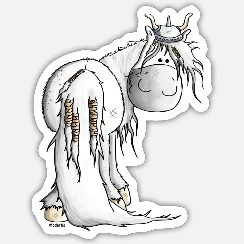 Wikinger Isländer - Pferd - Sticker Größe S (10 x 10 cm) - Mattweiß