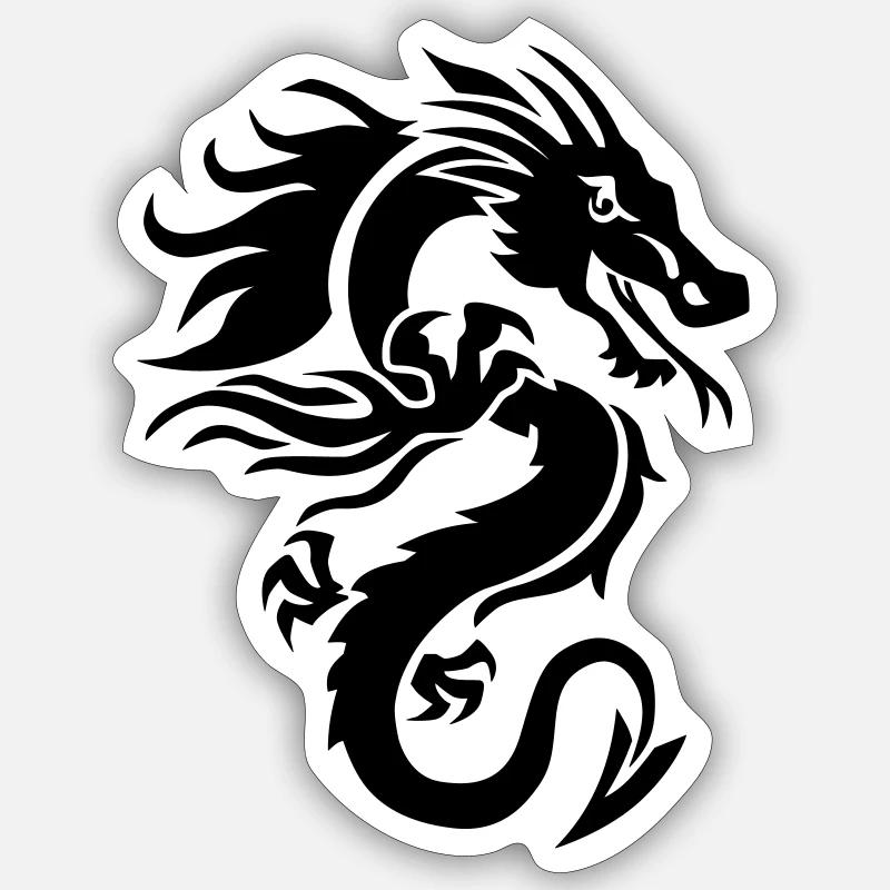 Dragon - Sticker taille S (10 x 10 cm) - blanc mat